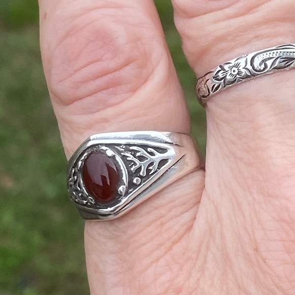 Celtic Tree of Life Ring .925 Sterling Silver w/ Genuine Carnelian made in USA - Picture 4 of 16